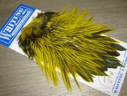 Седло петуха с широким пером Whiting Freshwater Streamer Saddle Badger Yellow