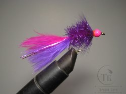 Муха Streamer Crystal Purple Leech Fl. Pink Head ( A4 ) Wet № 4