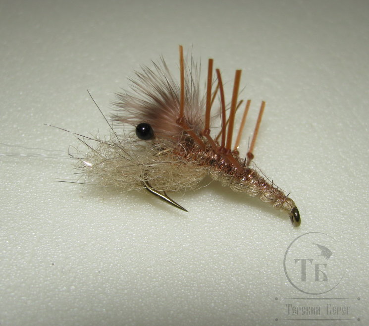 Муха Sea Streamer Shrimp SSH 12 Sili Legs Grizzly Brown № 6