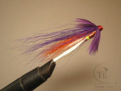 Муха лососёвая серия "Бурняк" ( 18 ) WG Orange / Purple ( пластик 1,0 дюйм )