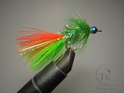 Муха Streamer Crystal Green Leech Rainbow Head ( A7 ) Wet № 4