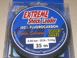 Поводковый материал Kola Salmon Extreme Shock Leader Fluorocarbon 25 LB/11,4 кг, 0.40 mm, 35 m