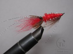 Муха Streamer Shrimp SSH 024 Red Pearl  крючок Salmon Black №6