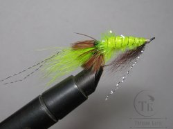 Муха Streamer Shrimp SSH 025 Chart. Pearl  крючок Salmon Black №6