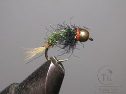 Муха нимфа Scud  ( 70 ) GH  Ice Green Black  nymph  крючок scud № 12