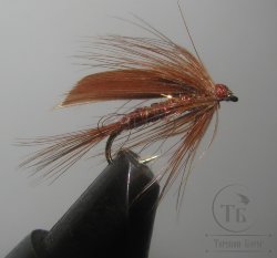 Муха мокрая Wet fly  ( 44 )  March  Brown крючок № 14 ( Kumho Wet)