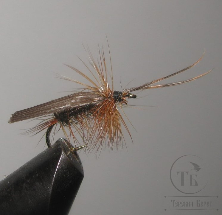 Муха сухая Dry fly ( 115 ) " Wood Cock Caddis  "крючок № 14 ( Kumho )