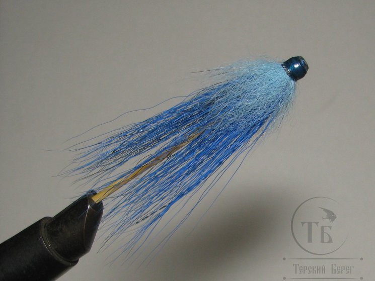 Муха лососёвая английское крыло WG Tube ( 38 ) Plastic 1 дюйм Kingfish Blue / Lt Blue ( сине голубая  )