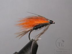 Муха мокрая Wet fly " Wet Fur ( 34 ) Orange Black "крючок № 8 ( Kumho Wet)