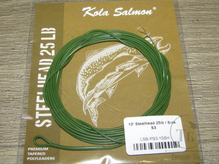 Полилидер 10 Ft ( 3.0 m ) Polyleader Steelhead 25 Lb S3 Dk. Green Kola Salmon