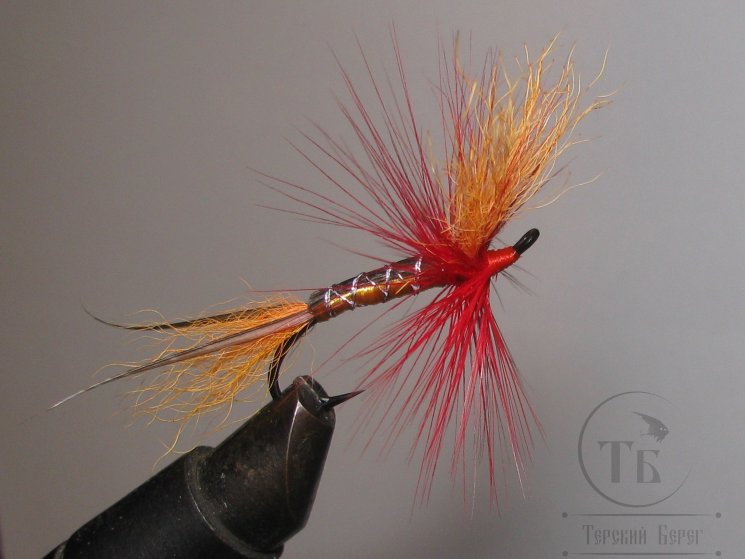 Муха лосось /  форель ( 5 ) Butterfly Fl. Orange / Red Salmon Black № 6 