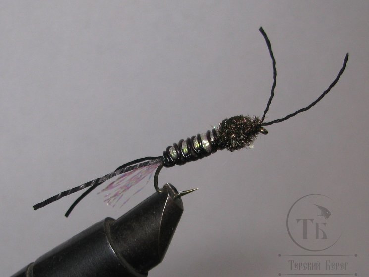 Мухa нимфа ( 12 ) Nymph Sili Legs Peacock / Black №6