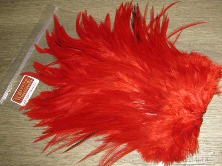 Седло петуха с широким пером Whiting Rooster Saddle 4BS Red
