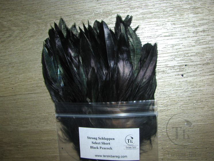 Перо петуха Strong Schlappen Short Select Black Peacock