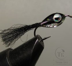 Муха (15) Glass Minnow чёрная крючок № 12