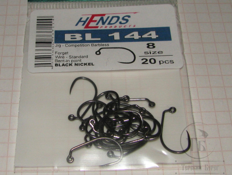 Крючок безбородый джиговый Hends Jig BL 144 № 8 ( 20 шт )