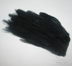 Куриные перья со скальпа на коже  (часть)  Hen Cape American  чёрное