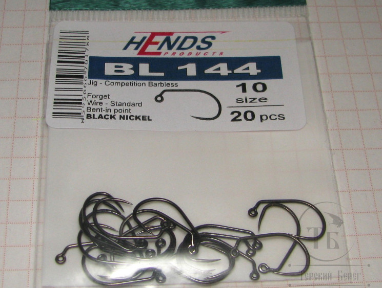 Крючок безбородый джиговый Hends Jig BL 144 № 10 ( 20 шт )